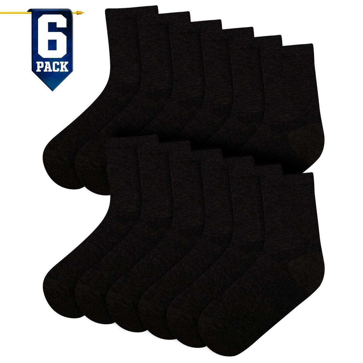 A2Z 4 Kids Boys Girls Cotton Rich Plain Ankle School Socks 6 Pack Age 2-14