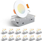 Amico 12 Pack 3 Inch LED Recessed Lighting, Canless Wafer Downlight, White