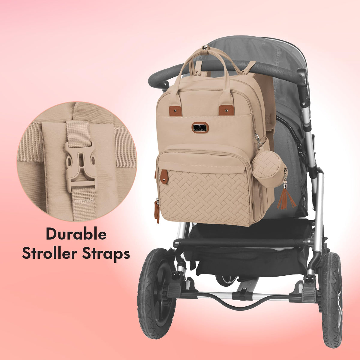 Dikaslon Baby Changing Bag Backpack, Large Nappy Back Pack Multifunction Baby Bags with Portable Changing Mat, Pacifier Holder, and Stroller Straps, for Mom and Dad