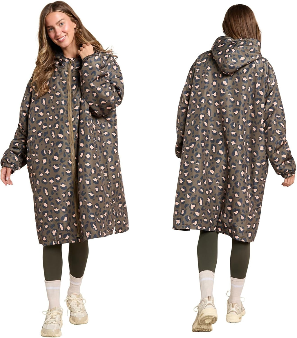 OHS Adults Drying Robe, Water-Resistant Changing Robe Gifts for Women Comfy Sherpa Privacy Robes for Women Men, Stay Dry Jacket Swimming Camping Drying Robes - S/M, L/XL