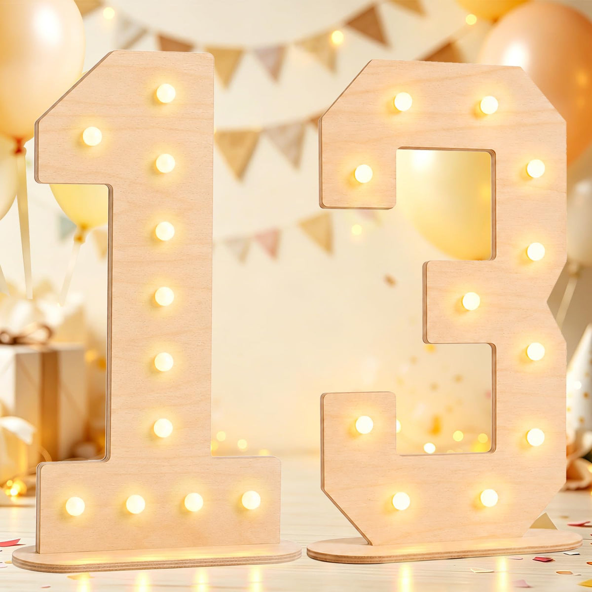 Pooqla 2.4FT Light Up Numbers, Marquee Numbers 2.4 Feet Tall Party Decor for Her Him, Mosaic Big Sign for 7th 17th 70th Birthday Anniversary Decoration Backdrop, Large Pre-Cut Frame Number 7