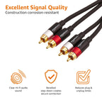 Amazon Basics 2 RCA Cables for Amplifier, Active Speakers or Subwoofer, 1.2 m, Black
