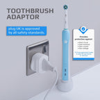 Toothbrush Adaptor Plug UK Charger Adapter Shaver Socket 2 Pin to 3 Pin Electric for Razor Plugs Bathroom Two to Three Prong Charging Tooth Brush Plugs Adapters Electrical Shaving (White)