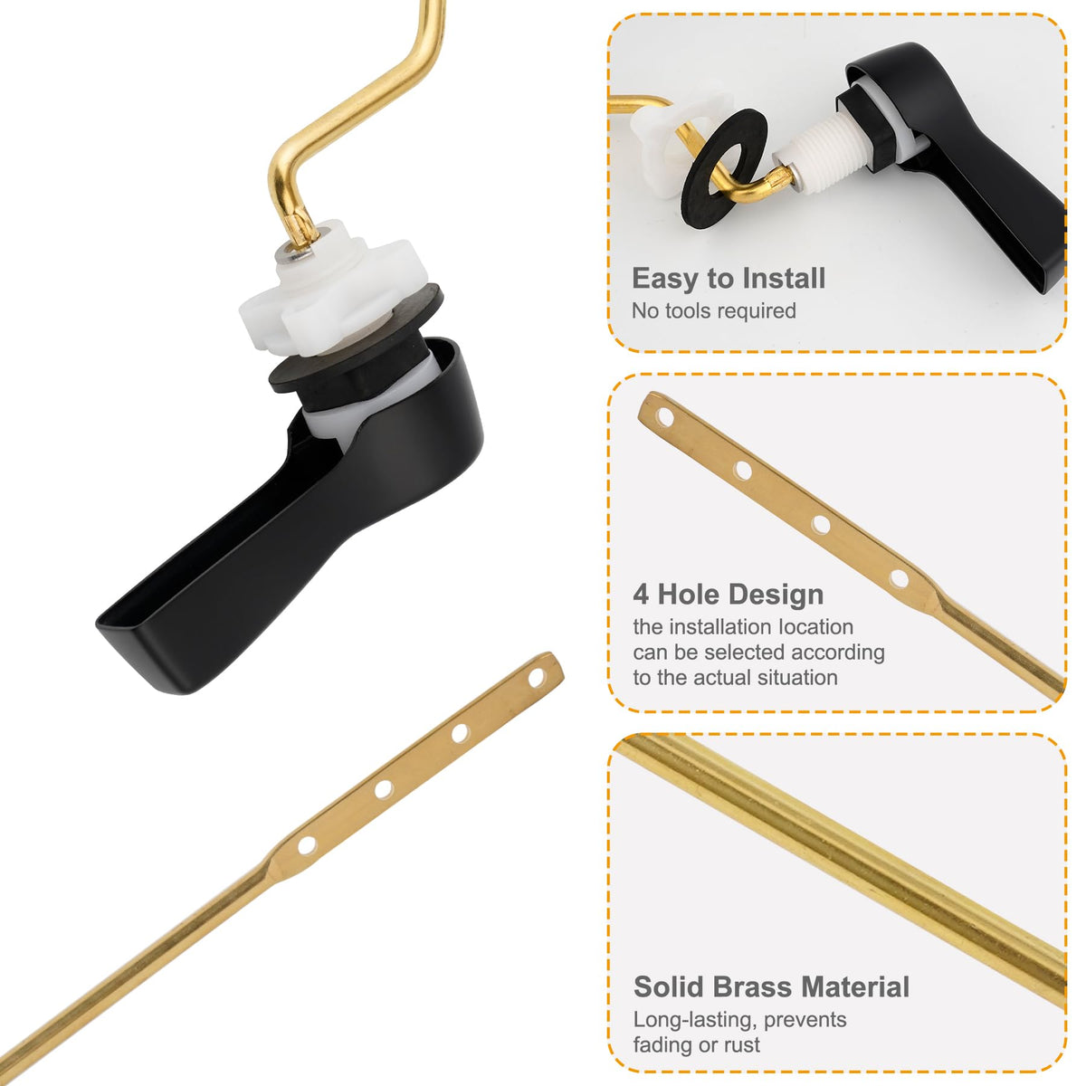 Hibbent Universal Metal Front Mount Toilet Handle Replacement Kit