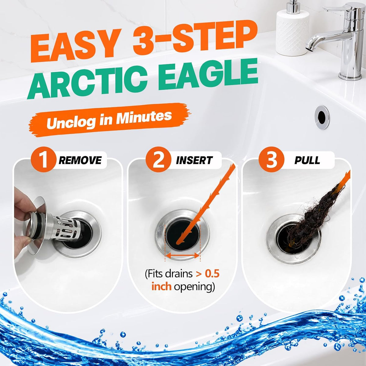 Drain Snake Hair Clog Remover - Shower Sink Unclogger Tool