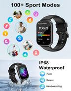 RUIMEN Smart Watch Answer Dial Call,Smart Watches for Women Men 1.85" HD Screen Fitness watch with SpO2 Heart Rate Sleep Monitor Step Counter Waterproof 100+ Sports Mode for Android iOS (2 Bands)