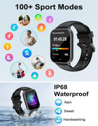 RUIMEN Smart Watch Answer Dial Call,Smart Watches for Women Men 1.85" HD Screen Fitness watch with SpO2 Heart Rate Sleep Monitor Step Counter Waterproof 100+ Sports Mode for Android iOS (2 Bands)