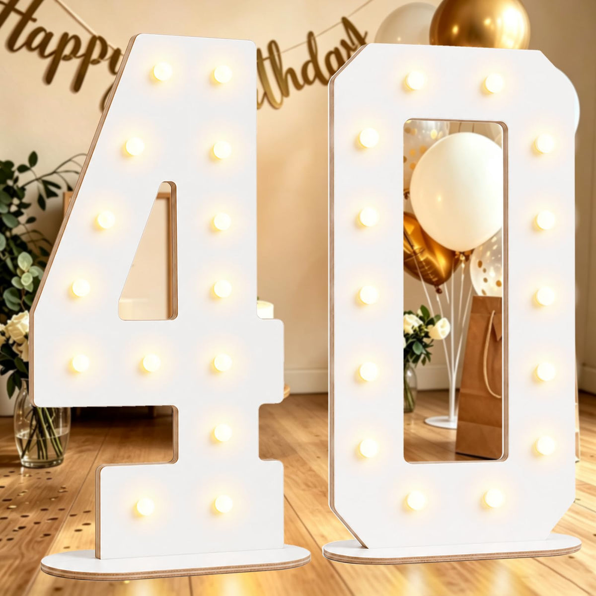 Pooqla 2.4FT Light Up Numbers, Marquee Numbers 2.4 Feet Tall Party Decor for Her Him, Mosaic Big Sign for 7th 17th 70th Birthday Anniversary Decoration Backdrop, Large Pre-Cut Frame Number 7