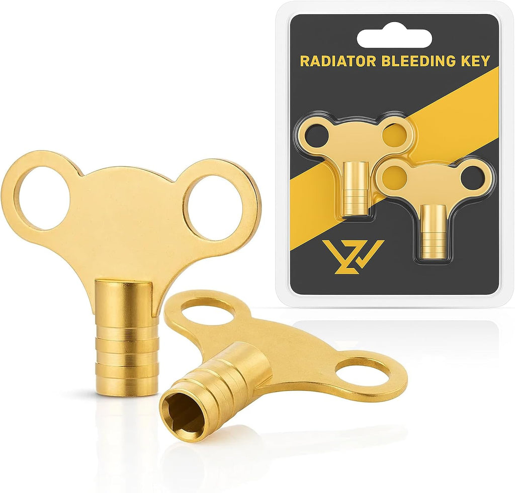 WZ Radiator Bleed Key UK, Solid Brass Radiator Key for Bleeding, Pack of 2