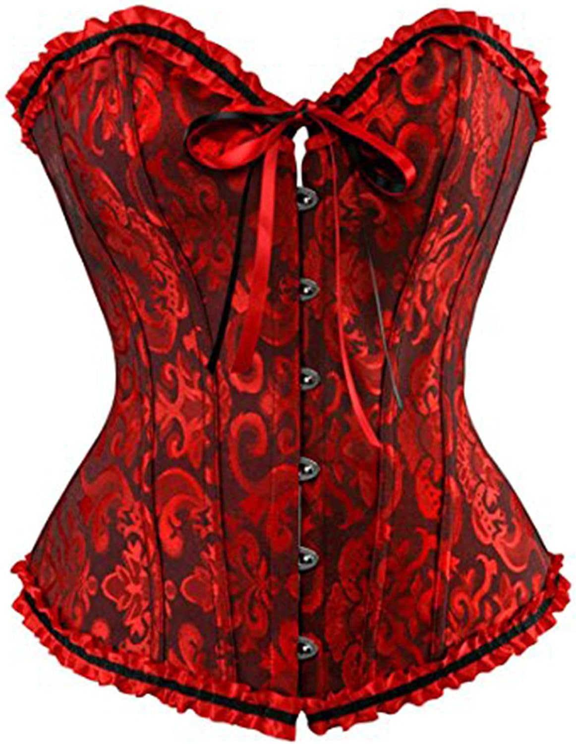 Felcia Women's Corsets Sexy Brocade Overbust Lace up Boned Corsets Shapewear Outfit