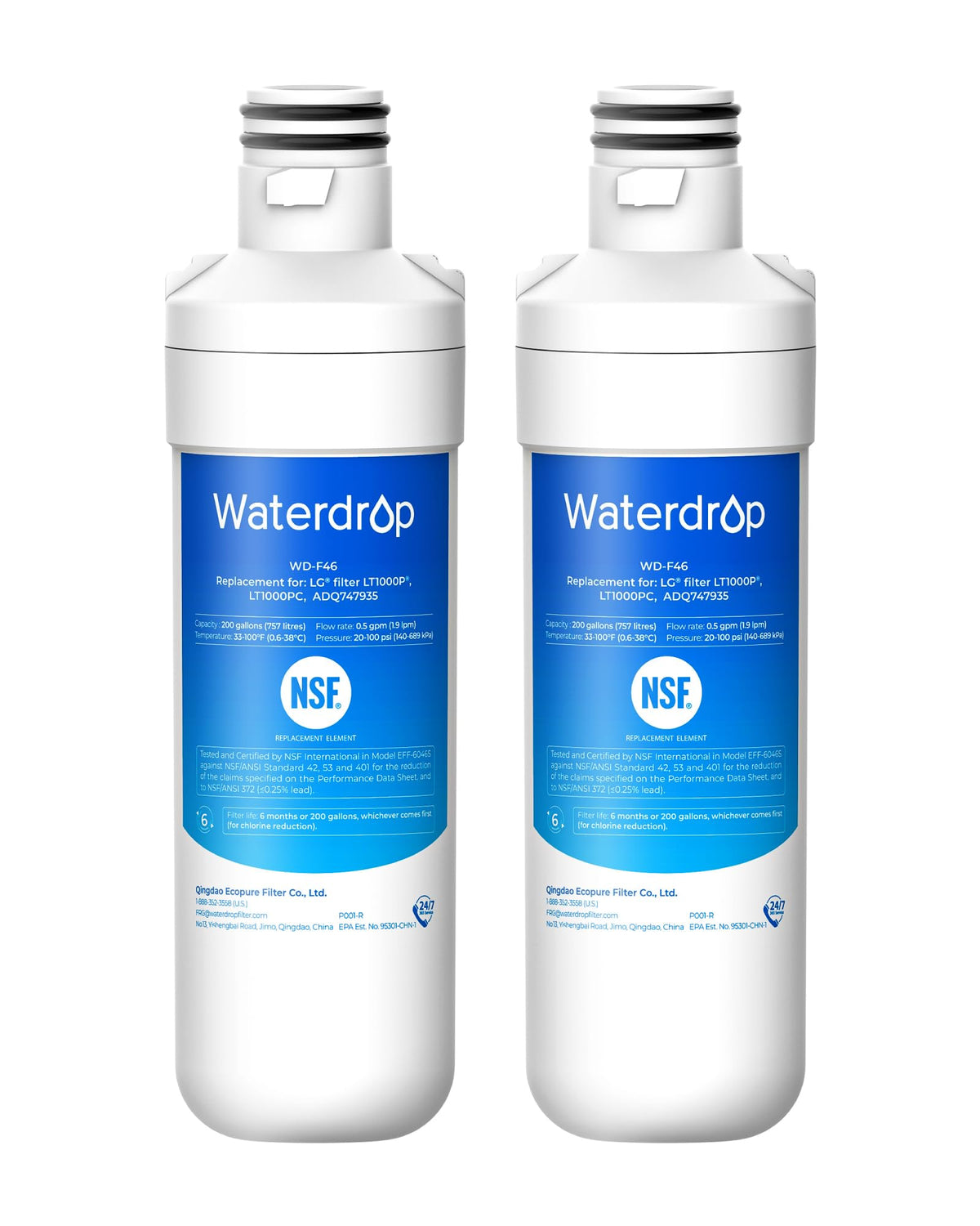 Waterdrop ADQ747935 Refrigerator Water Filter and Air Filter, 3 Combo