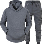 Mens Plain Tracksuit Long Sleeve Hooded Sweatshirt Sweatpants Set Hoodie Joggers Sets 2 Piece Fashion Sweatsuits Activewear Sportswear Men's Clothing UK