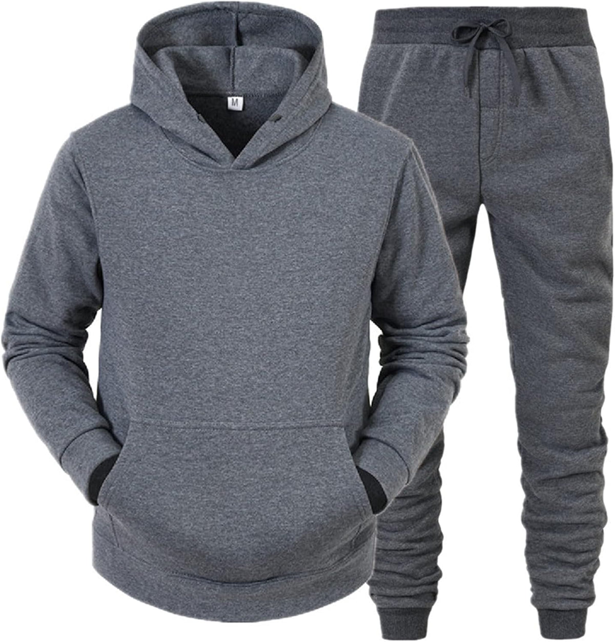 Mens Plain Tracksuit Long Sleeve Hooded Sweatshirt Sweatpants Set Hoodie Joggers Sets 2 Piece Fashion Sweatsuits Activewear Sportswear Men's Clothing UK