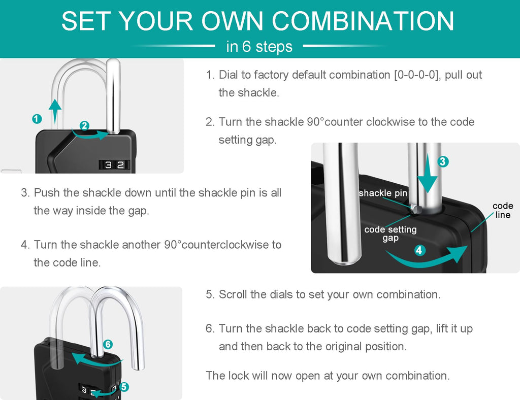 ZHEGE Combination Padlock, 4 Digit Combination Locker Padlock (Red)