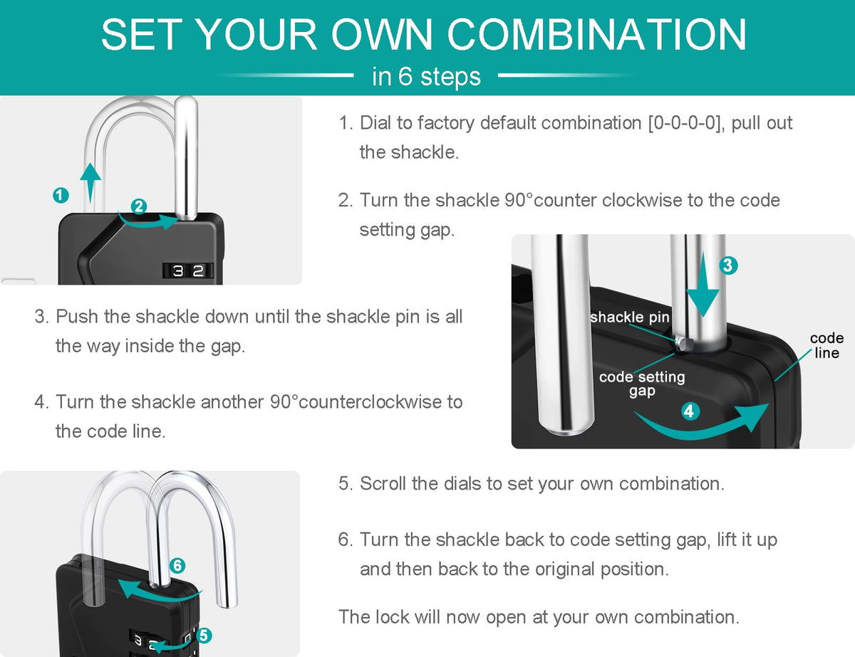 ZHEGE Combination Padlock, 4 Digit Combination Locker Padlock (Red)