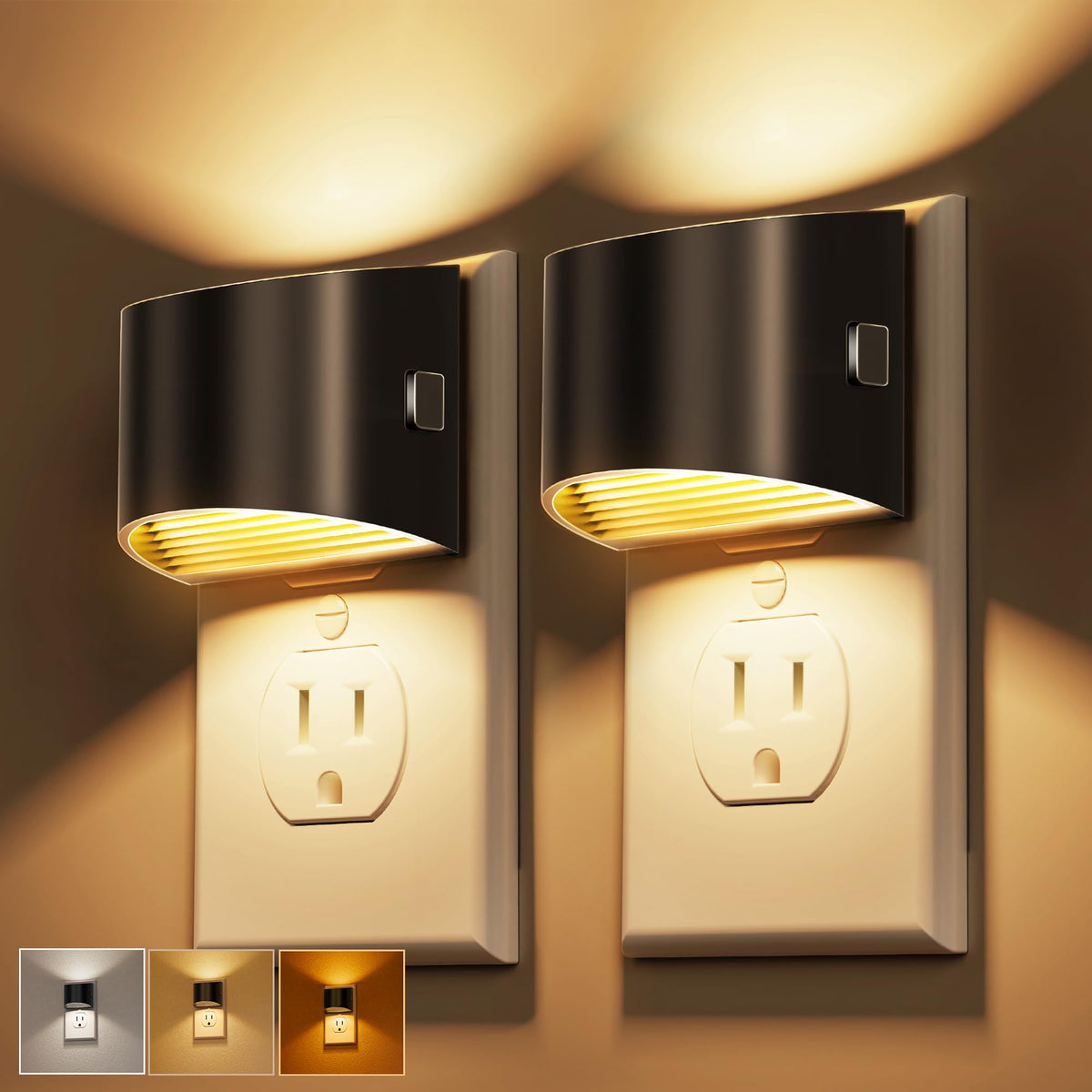 L LOHAS LED Night Lights Plug into Wall, Dimmable Night Light 2 Pack