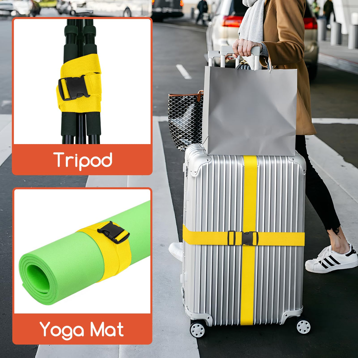 WISYOK Luggage Straps Extended, 4 Pack, 130-250cm Adjustable, Pink SkyBlue