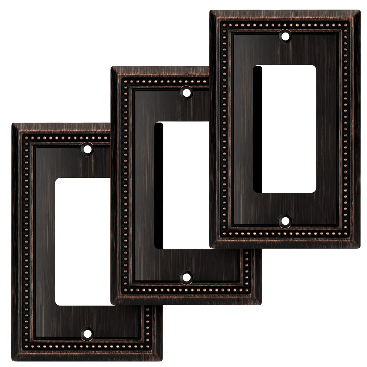 Sunken Pearls Heavy-Duty 4 Toggle Light Switch Plate, Antique Brass, 1 Pack
