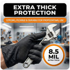 The Real Touch Nitrile Gloves, 50 Count, Heavy-Duty Disposable Mechanic Gloves, Diamond Textured, Latex & Powder-Free, Non-Slip, Extra Thick, Ideal for Automotive, Industrial Tasks (Black - 50, L)