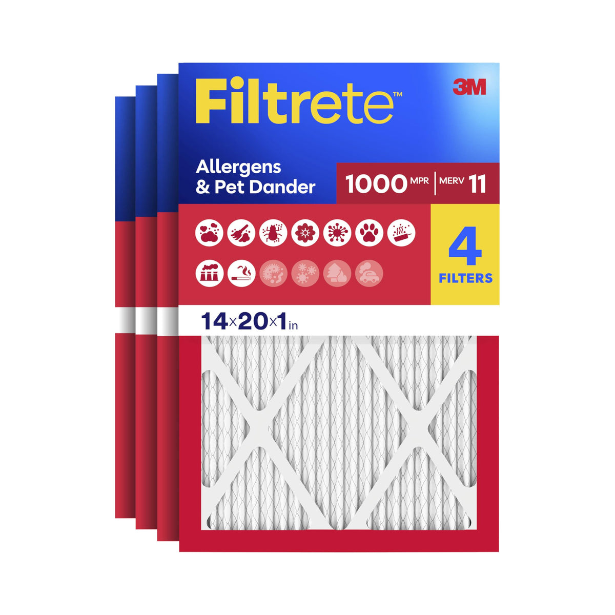 Filtrete 16x25x1 Air Filter, MERV 11, MPR 1000, 4 HVAC Filters