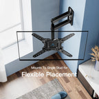 PERLESMITH TV Wall Bracket for 13-43 inch TVs, Swivel Tilt Extend Wall Mount for Flat & Curved TV up to 20kg, Max.VESA 200x200mm