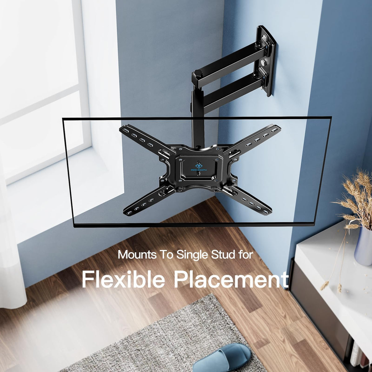 PERLESMITH TV Wall Bracket for 13-43 inch TVs, Swivel Tilt Extend Wall Mount for Flat & Curved TV up to 20kg, Max.VESA 200x200mm