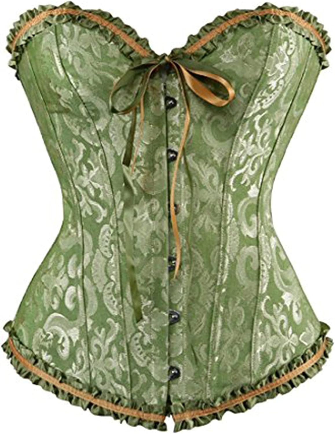 Felcia Women's Corsets Sexy Brocade Overbust Lace up Boned Corsets Shapewear Outfit
