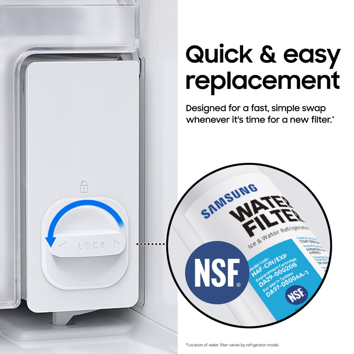 SAMSUNG Genuine Filter for Refrigerator Water and Ice, Carbon Block Filtration for Clean, Clear Drinking Water, 6-Month Life, HAF-CIN/EXP, 1 Pack