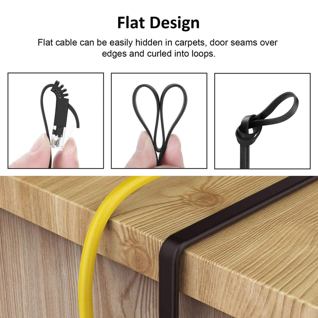 Yauhody CAT 6 Ethernet Cable 10m, Pure Copper High Speed Solid Flat CAT6
