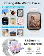 RUIMEN Smart Watch Answer Dial Call,Smart Watches for Women Men 1.85" HD Screen Fitness watch with SpO2 Heart Rate Sleep Monitor Step Counter Waterproof 100+ Sports Mode for Android iOS (2 Bands)