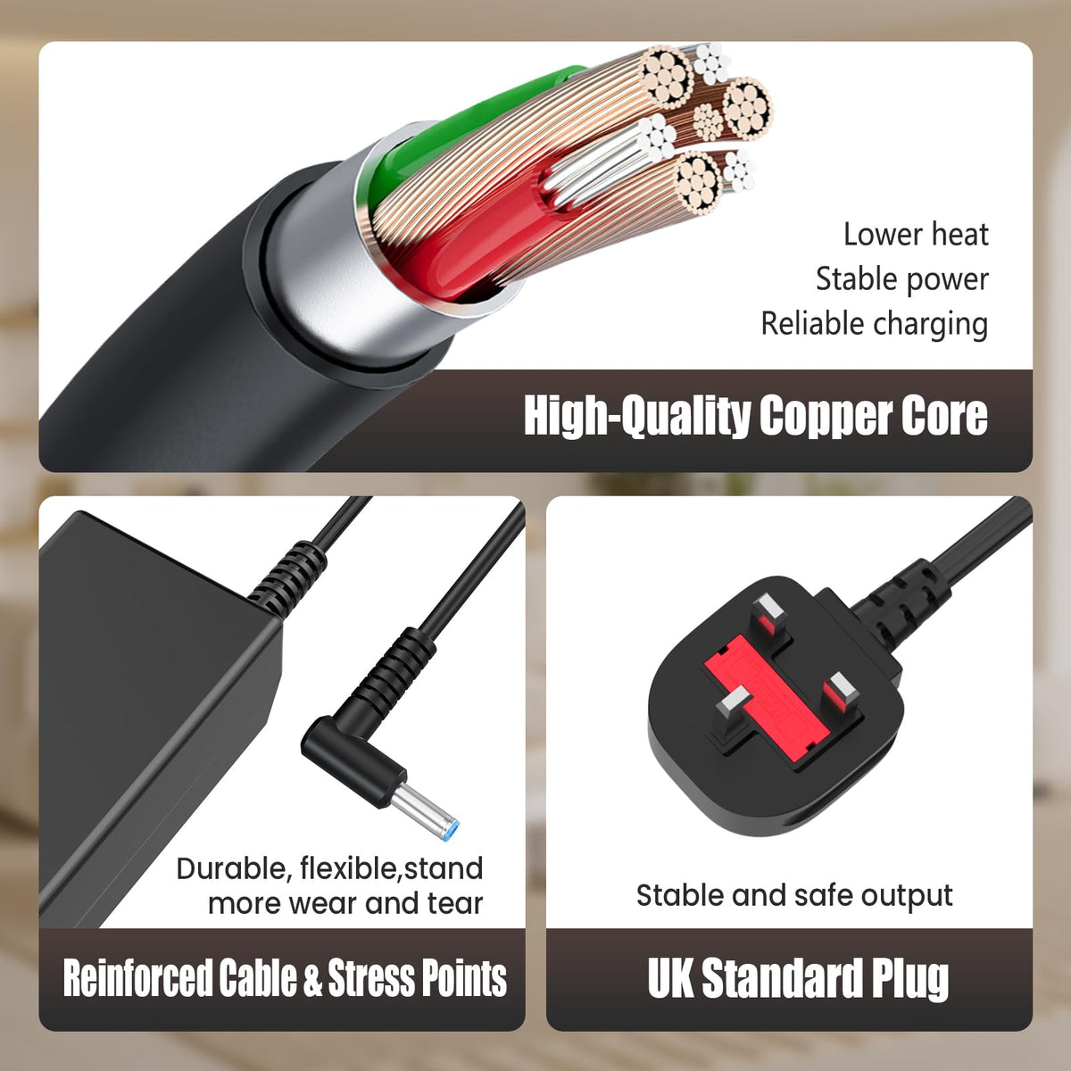 90W Laptop Charger Compatible with HP EliteBook Probook Pavilion Compaq