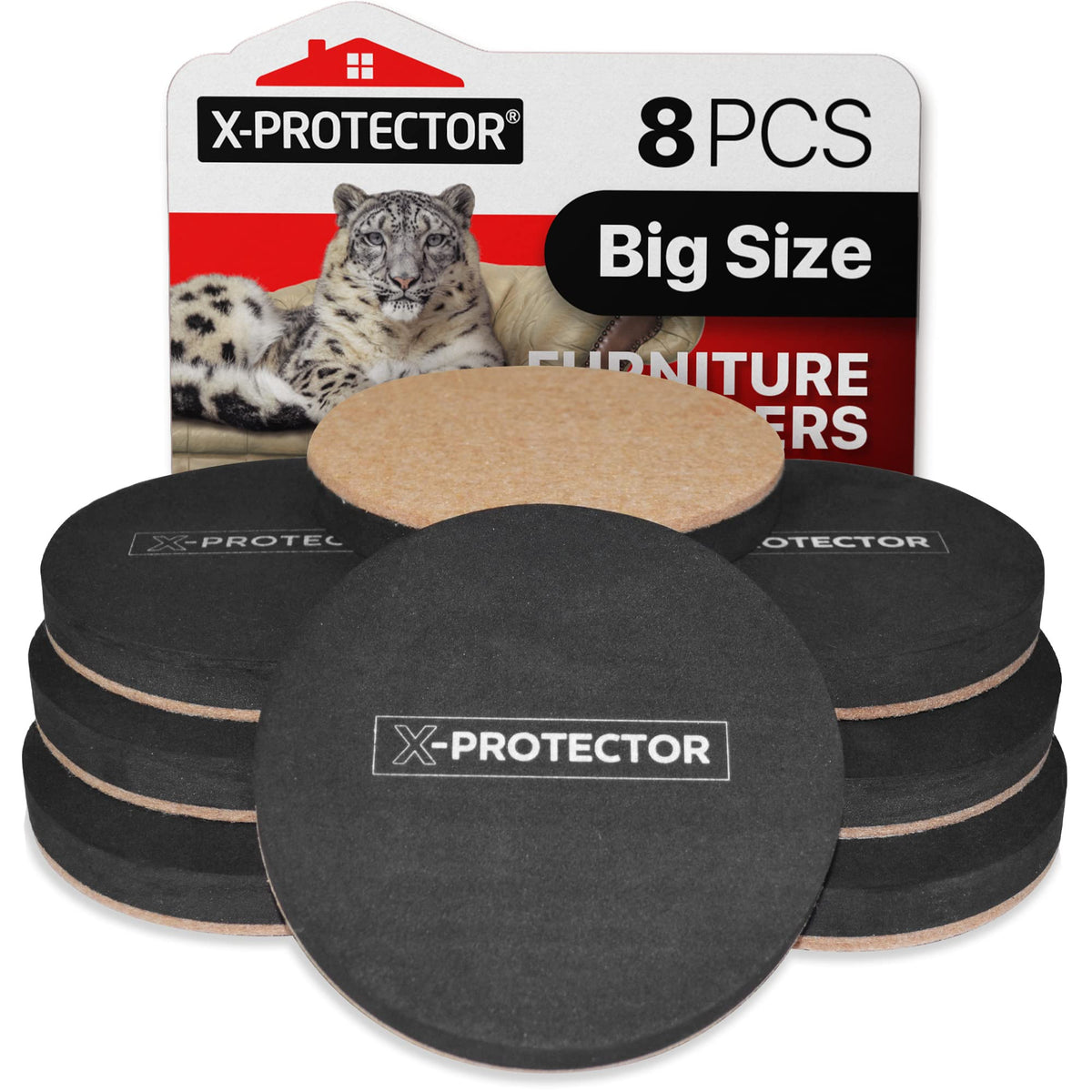 Felt Furniture Sliders for Hardwood Floors X-PROTECTOR 16 PCS 3 ½”