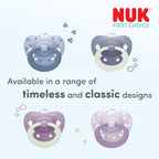 NUK First Choice Classic Night Baby Dummies | 0-6 Months | Orthodontic Soothers that Glow in the Dark | 95% Baby Acceptance** | Blue | 2 Count