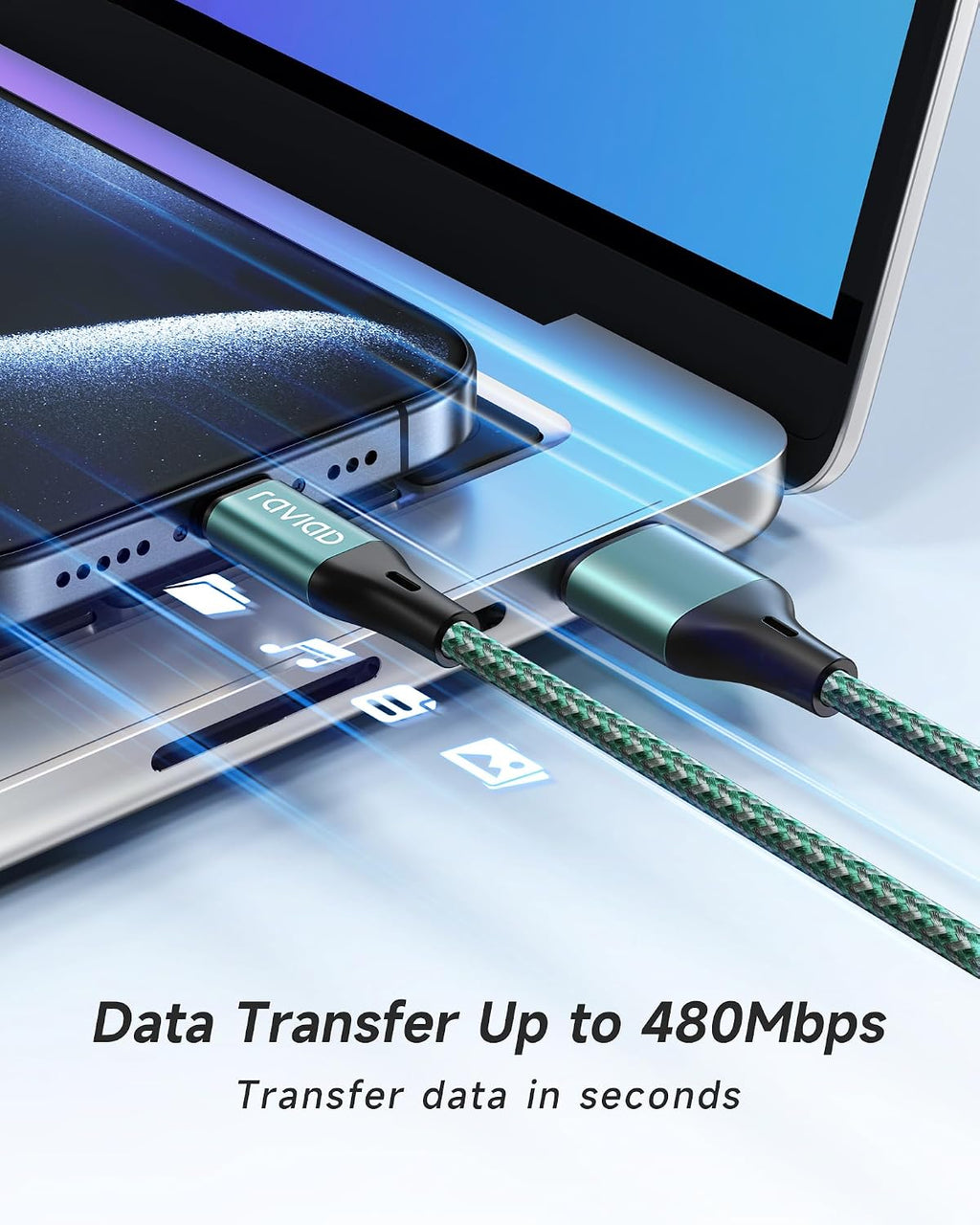 RAVIAD USB C Charger Cable 2M 3Pack, USB to USB C Cable Fast Charging
