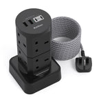 Tower Extension Lead with USB Slots, 8 Way Multi Plug Extension Tower &4USB