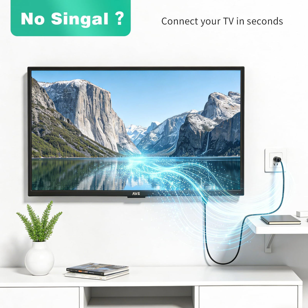 Ancable TV Aerial Cable with Coaxial Adapter 1M White TV Ariel Lead