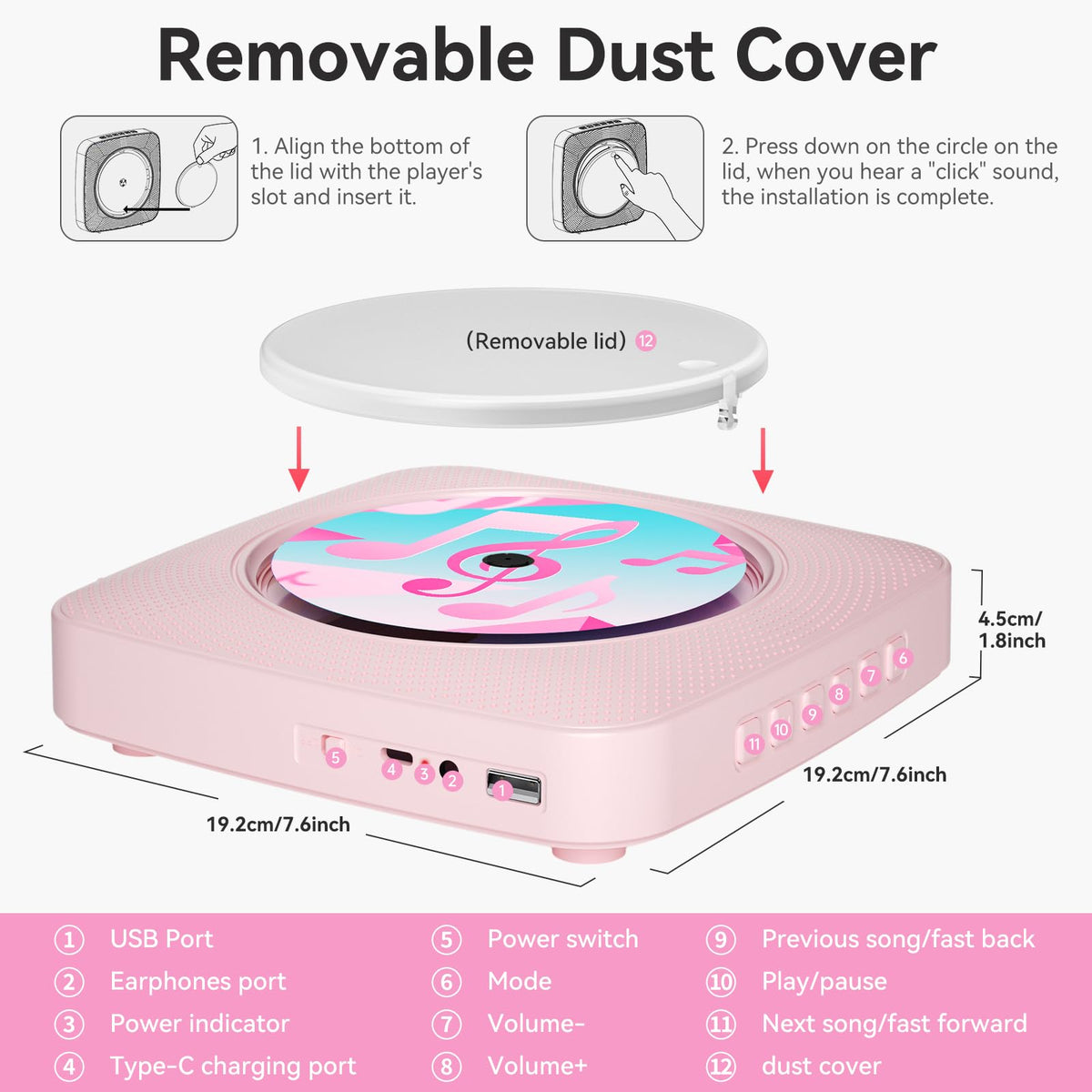 CD Player Portable: Kegaudio CD Players for Home with Speakers Bluetooth