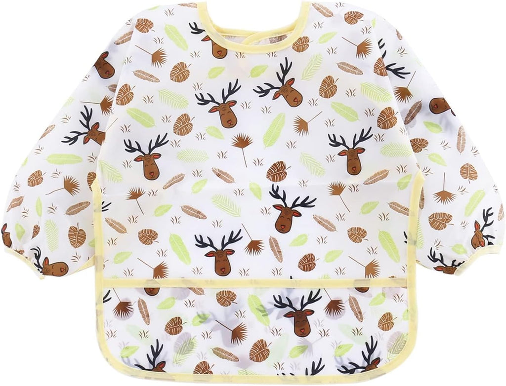PandaEar 3 Pack Baby Weaning Bibs with Long Sleeves | Waterproof Toddler Bibs 6-24 Months