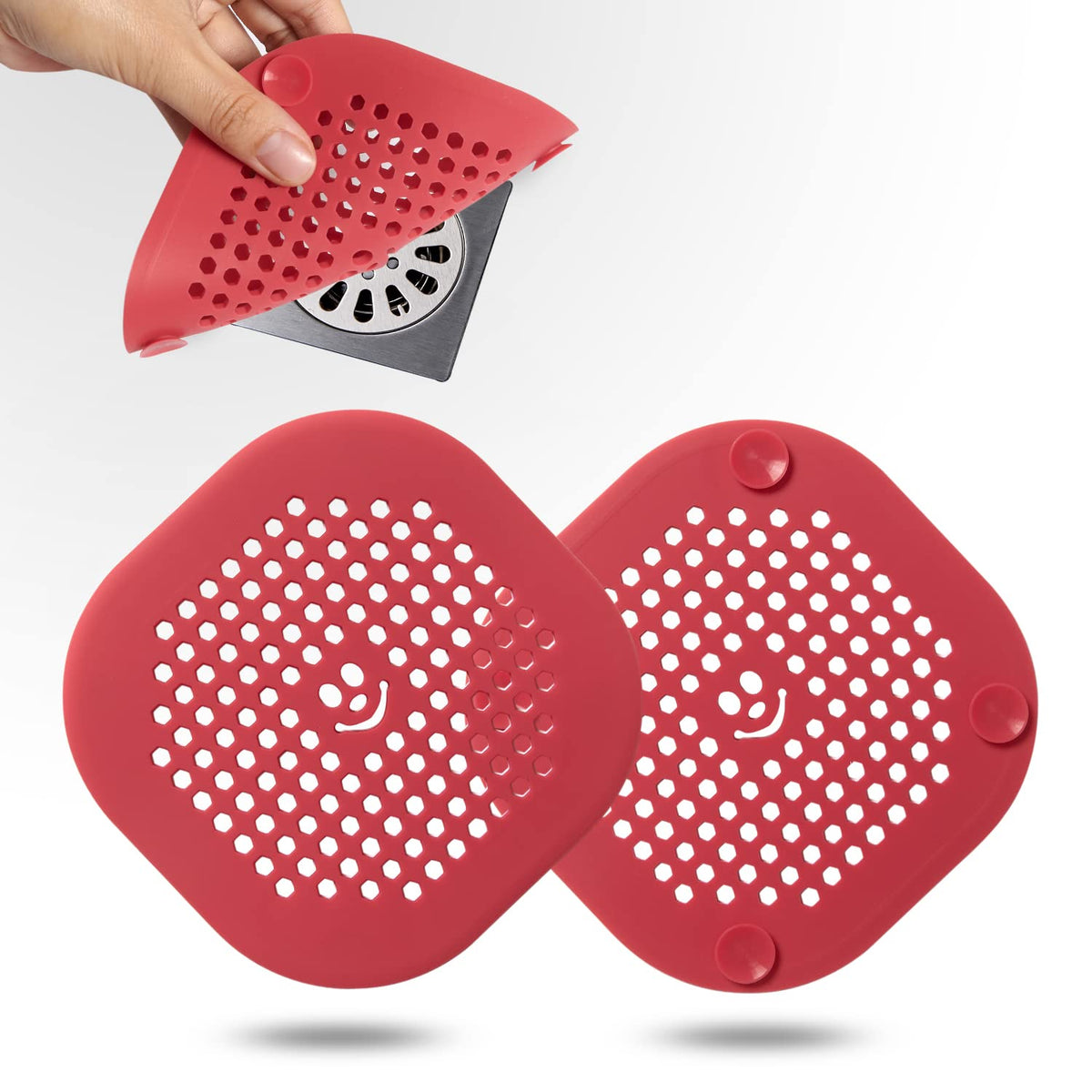 2 Pack Drain Hair Catcher Silicone Drain Cover Hair Stopper with Suction Cup for Shower Kitchen Bathroom Light Purple