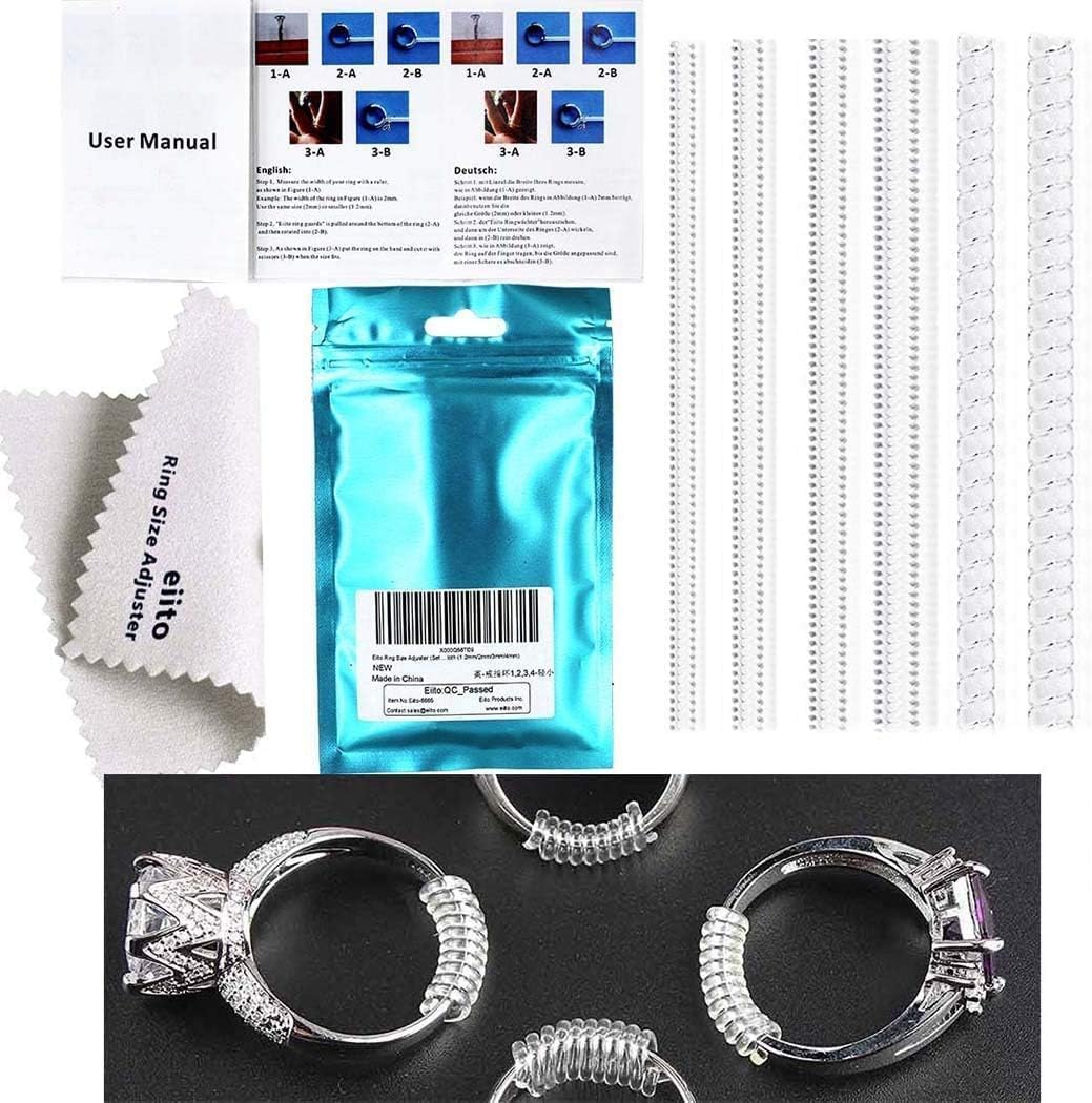 Eiito Ring Sizers for Loose Rings, 6 Sizes Fitter, Reduces Size by 0.5-1.5
