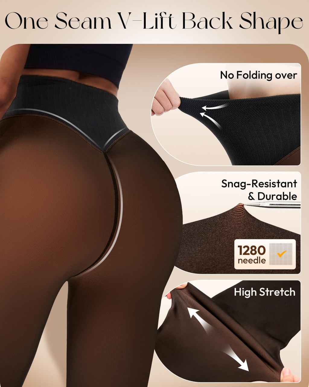 Fleece Lined Tights Leggings Women High Waist Sheer Thermal Tights
