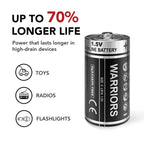 Warriors 2X 9V Alkaline Batteries, 6LR61, Long Lasting Power