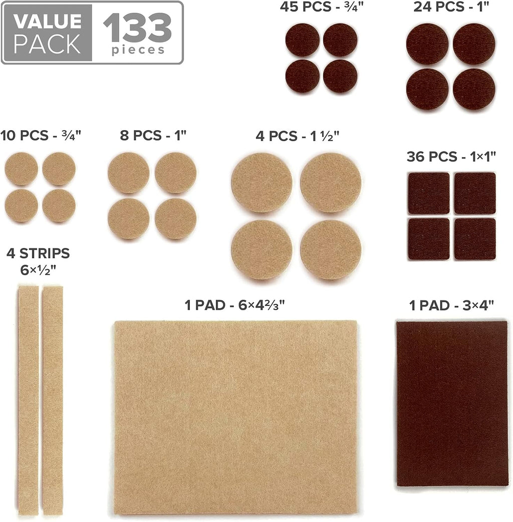 Felt Furniture Pads X-PROTECTOR 133 PCS Premium Furniture Pads - Felt Pads