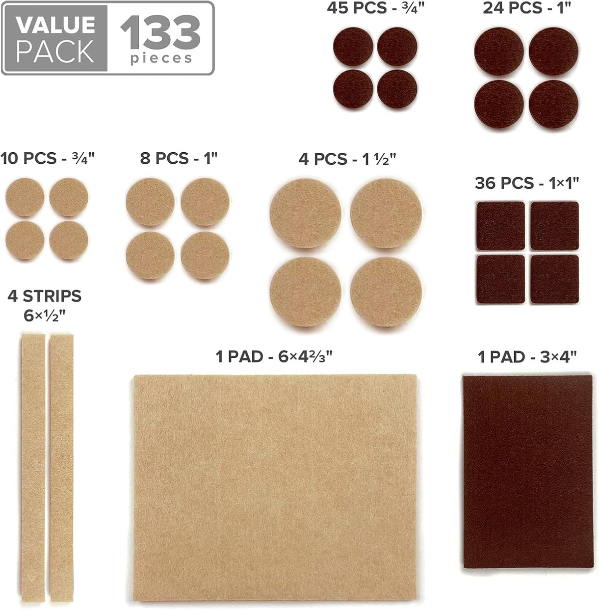 Felt Furniture Pads X-PROTECTOR 133 PCS Premium Furniture Pads - Felt Pads