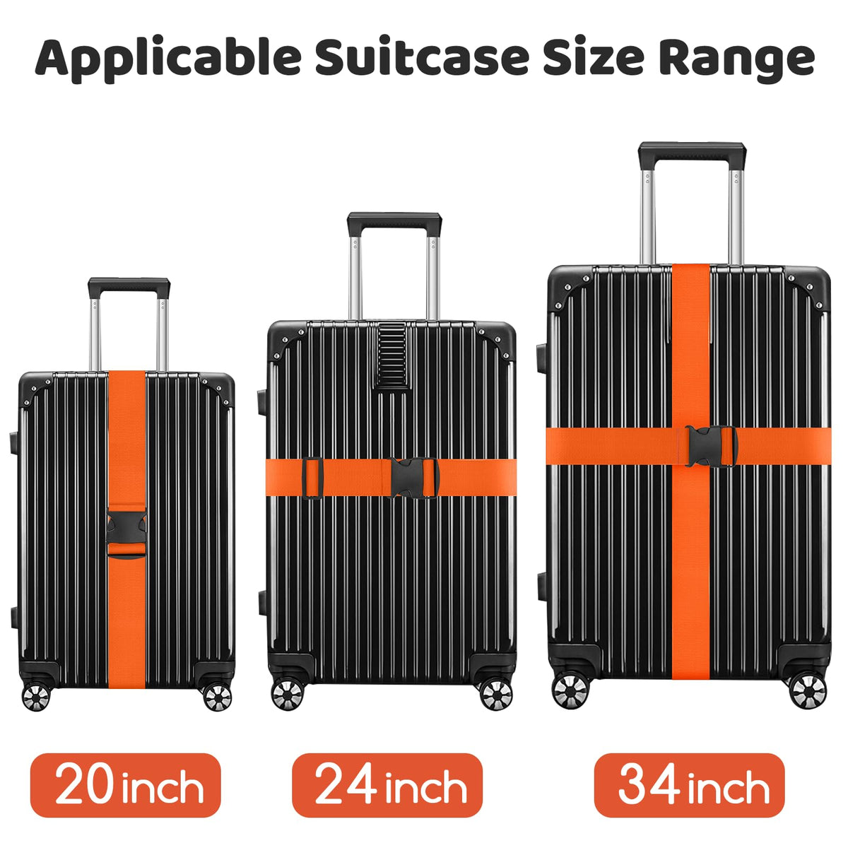 WISYOK Luggage Straps Extended, 4 Pack, 130-250cm Adjustable, Pink SkyBlue