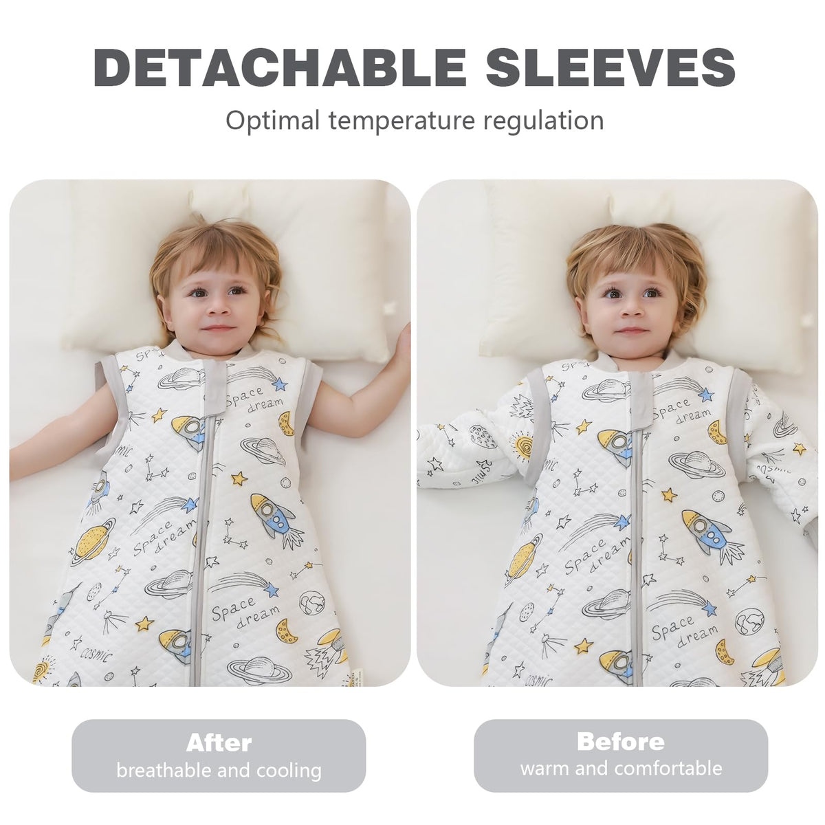 Baby Sleeping Bag with Feet, 2.0 Tog, Removable Sleeves 6-18 months
