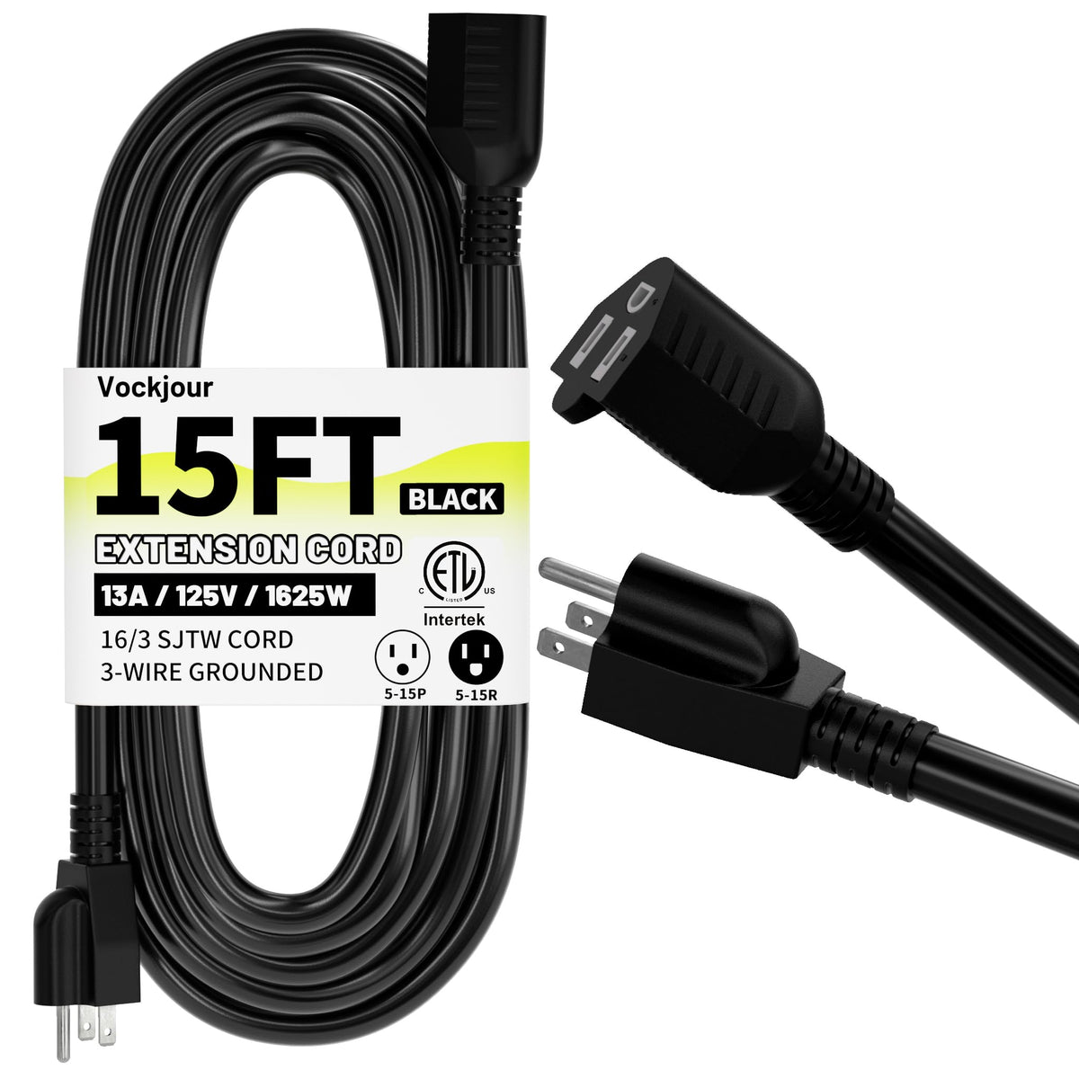 Vockjour 16/3 White Indoor Outdoor Extension Cord 35 Ft Waterproof