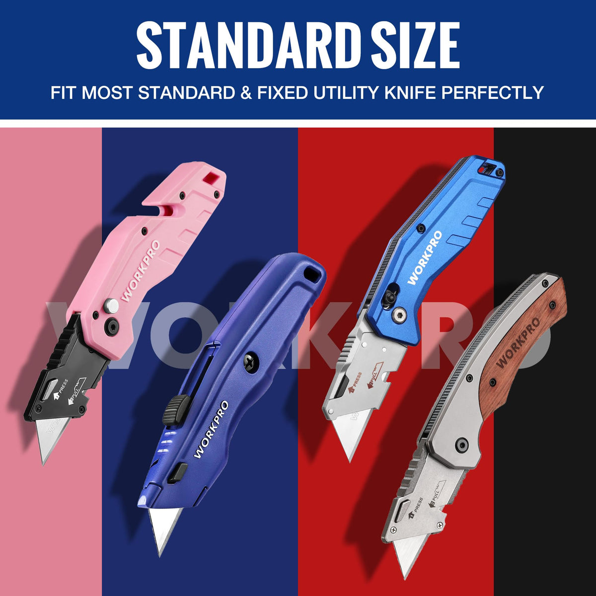 WORKPRO Utility Knife Blades, 100-Pack SK5 Steel Blades with Dispenser