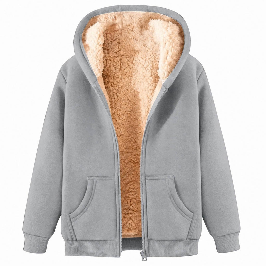Fleece Jacket Women Teddy Fleece Hoodies Sherpa Lined Fuzzy Sweatshirts with Pockets Full Zip Hooded Fall Winter Warm Coat Outwear Thermal Clothing