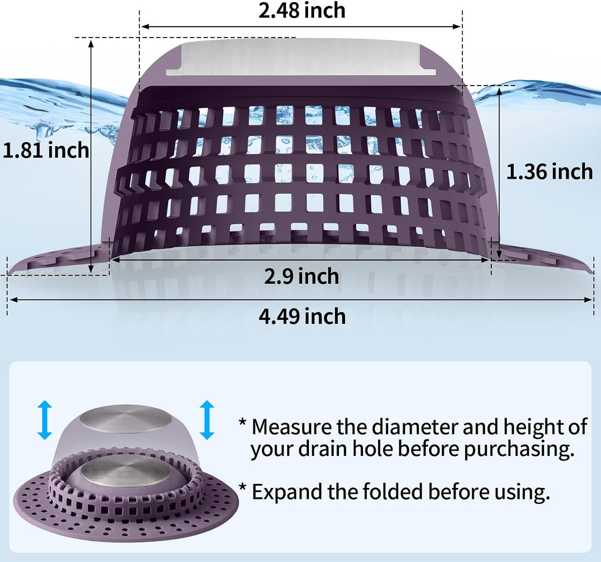 Aluvor Shower Drain Hair Catcher Bathtub Drain Cover Sink Drain Protector